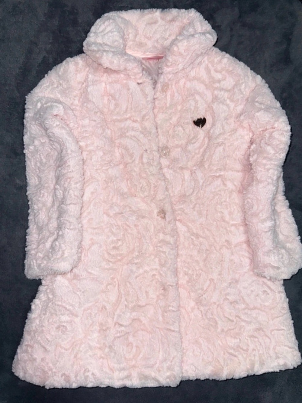 Juicy Couture Light Pink Plush Hooded Pea Coat with Heart Accent